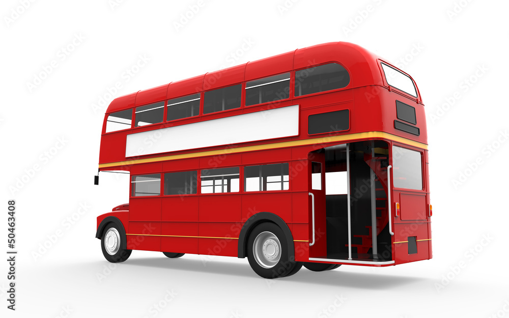 Red Double Decker Bus Isolated on White Background