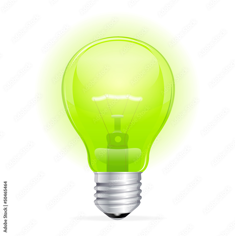 Vector green light bulb isolated on white Vector green light bulb isolated on white