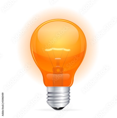 Vector red light bulb isolated on white