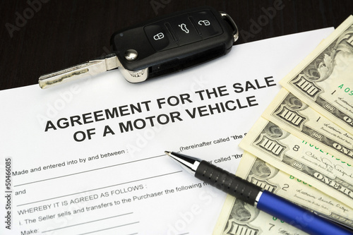 Sale of motor vehicle document form