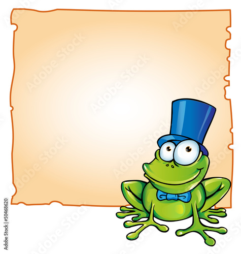 party frog with background photo