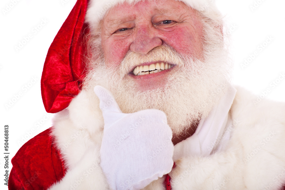 Obraz premium Weihnachtsmann zeigt Daumen hoch