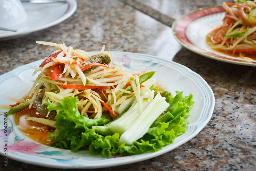 Thai spicy papaya salad with blue swimming crab Thai spicy papaya salad with blue swimming crab