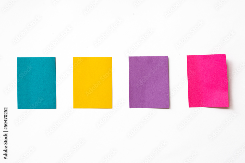 Colorful sticky notes on white background Colorful sticky notes on white background