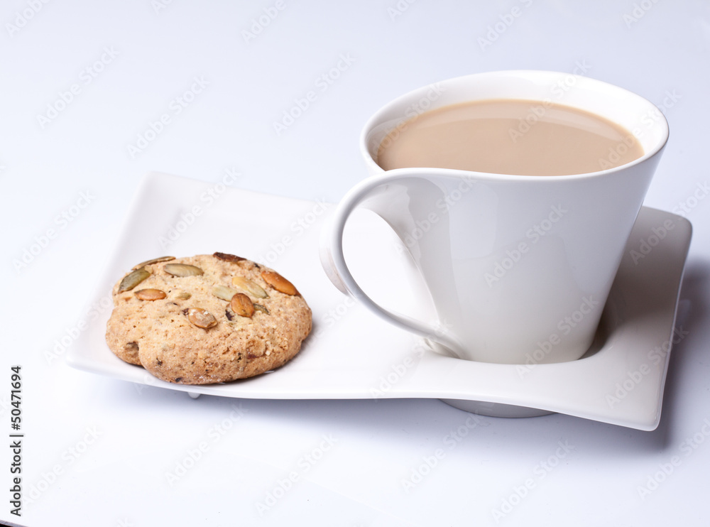 Cup of black coffee with butter biscuit Cup of black coffee with butter biscuit