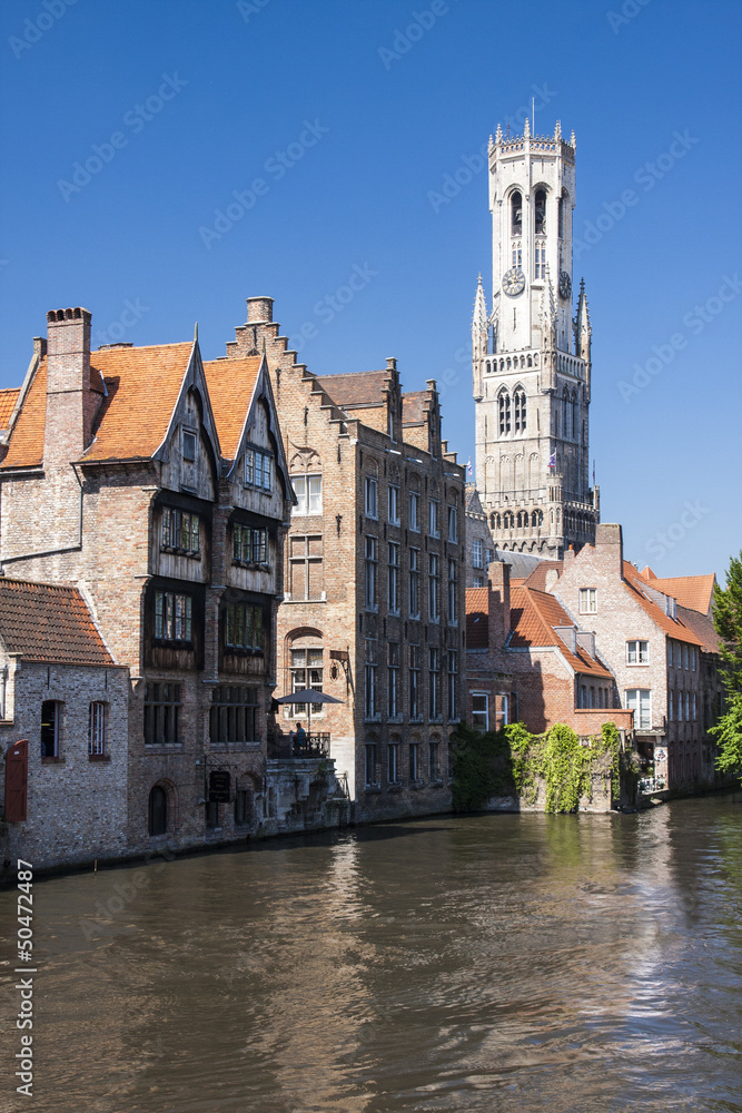 Famous bell tower in the city of Bruges