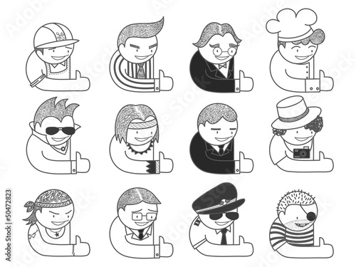 line art people like sign set
