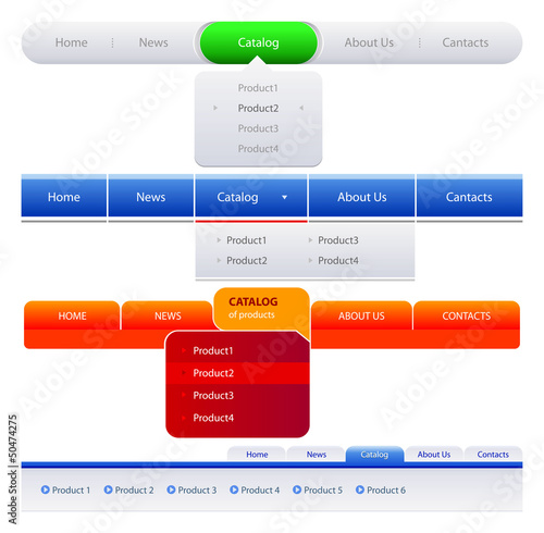 Drop Down Menu Set: Navigation Bars