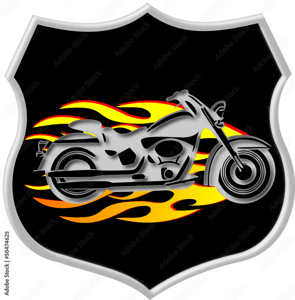 Naklejka premium Ecusson flamme moto