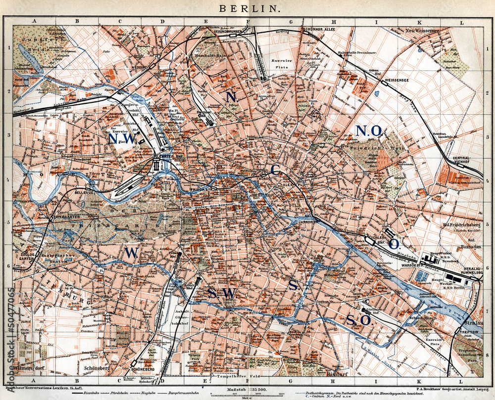 Naklejka premium Berlin vintage map