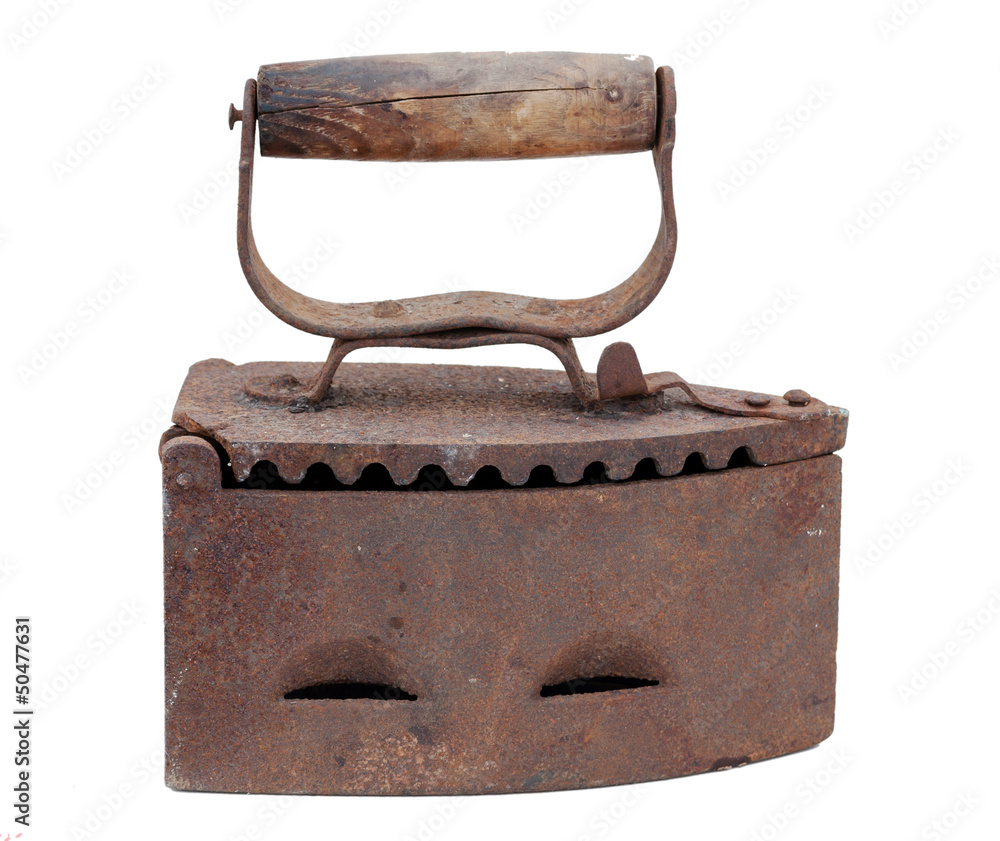 Old irons on white background Old irons on white background
