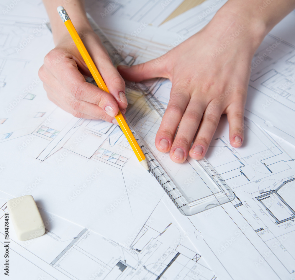 Hand drawing details of the interior Hand drawing details of the interior