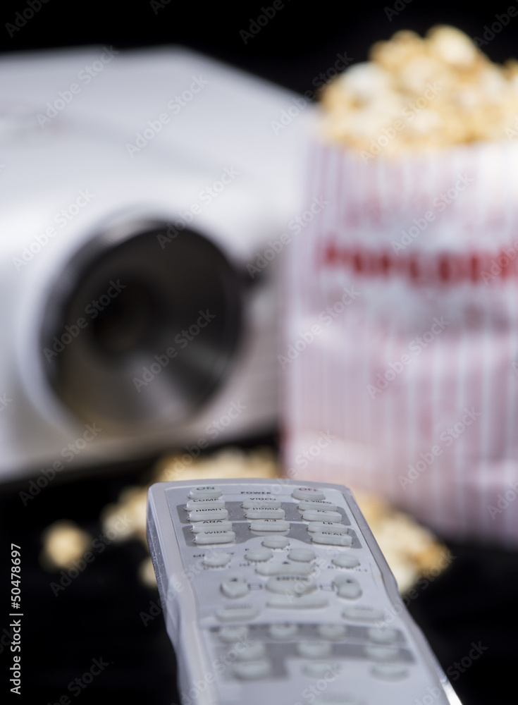 Remote Control with Beamer and Popcorn Remote Control with Beamer and Popcorn