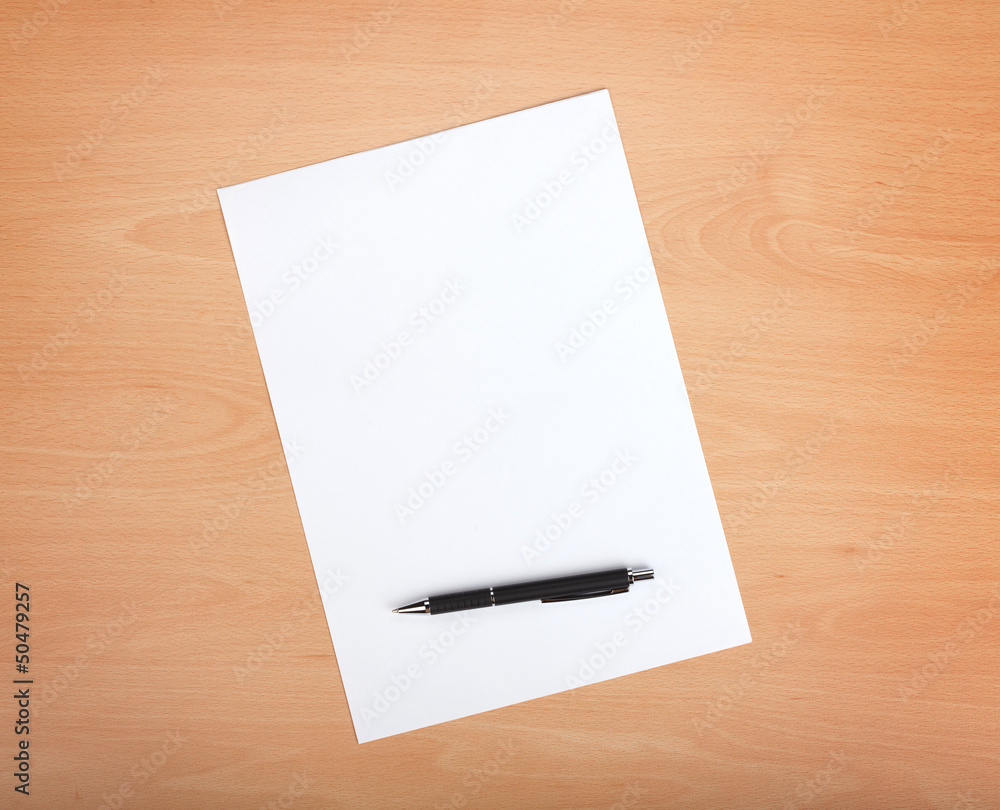Blank paper with pen Blank paper with pen