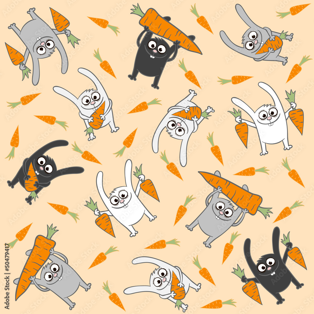 seamless pattern with rabbits and carrots seamless pattern with rabbits and carrots