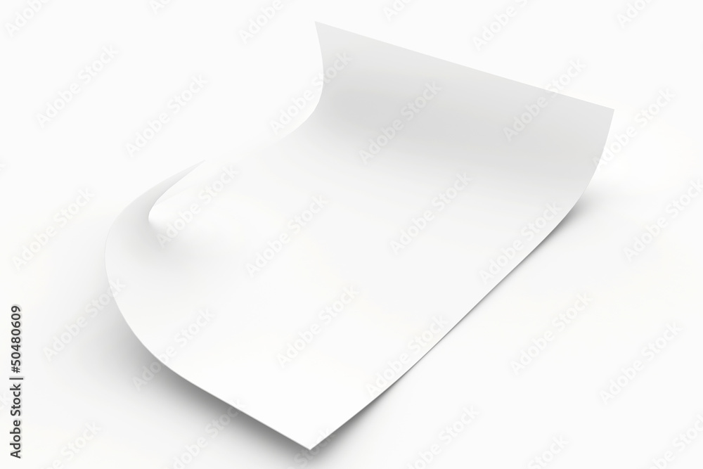blank white sheet of paper is folded edges blank white sheet of paper is folded edges