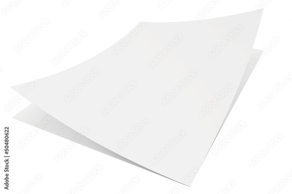 two blank white paper isolated on white background two blank white paper isolated on white background
