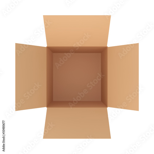 open cardboard box top view