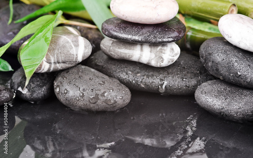 Wellness Concept: bamboo, stones and water
