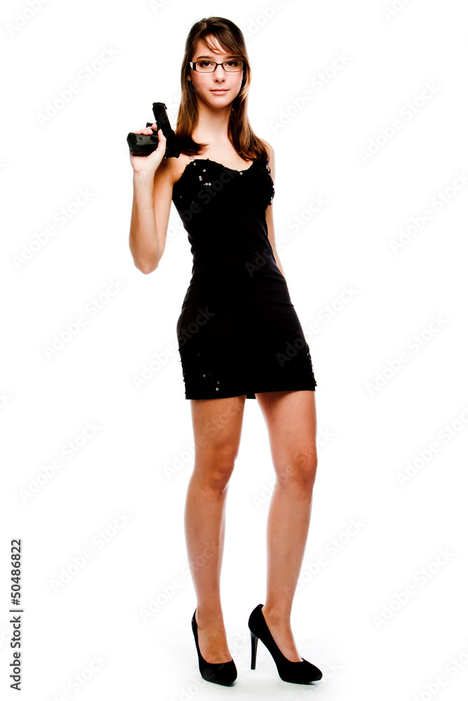 Young and beautiful woman with a gun Young and beautiful woman with a gun