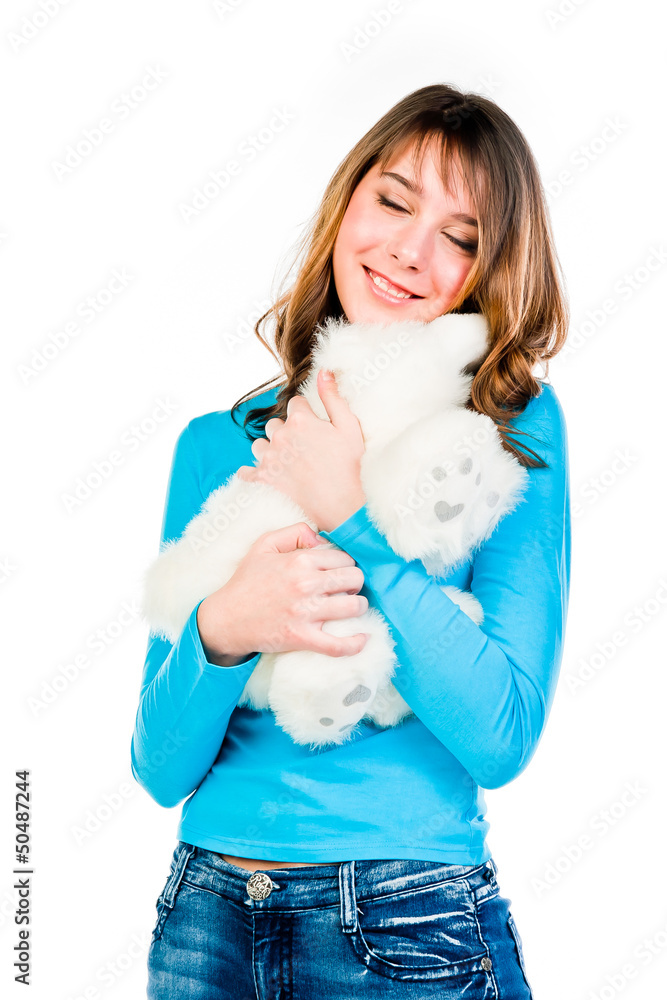 Small and beautiful girl with a teddy bear Small and beautiful girl with a teddy bear
