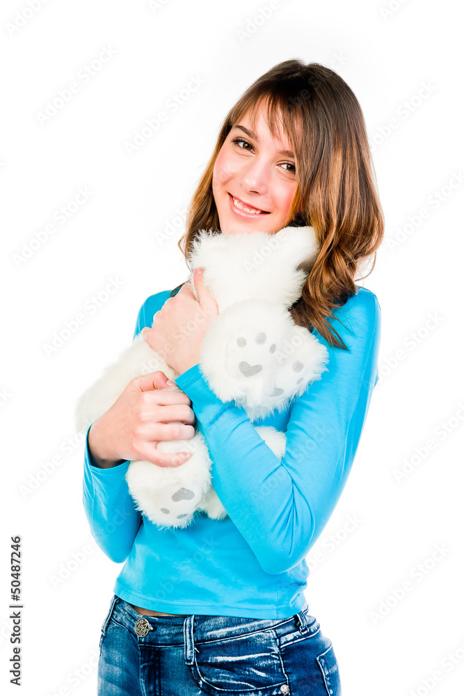 Small and beautiful girl with a teddy bear Small and beautiful girl with a teddy bear