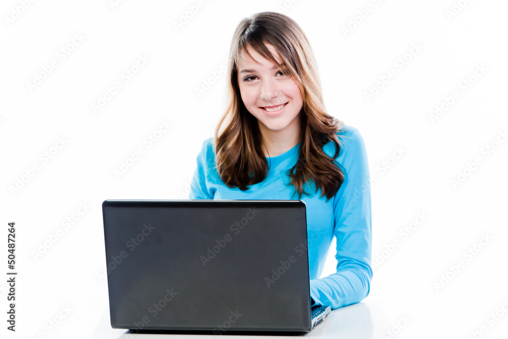 smart and beautiful girl working on a laptop smart and beautiful girl working on a laptop