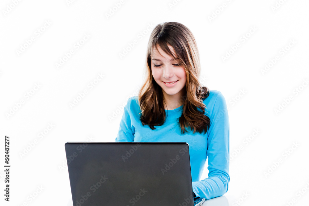 smart and beautiful girl working on a laptop smart and beautiful girl working on a laptop