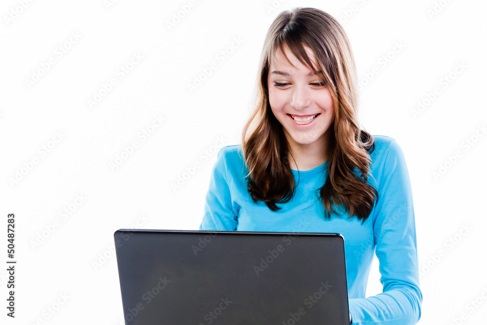 smart and beautiful girl working on a laptop smart and beautiful girl working on a laptop