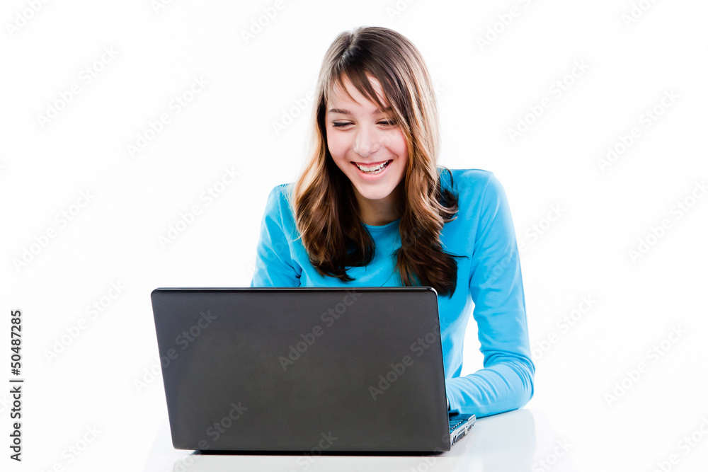 smart and beautiful girl working on a laptop smart and beautiful girl working on a laptop