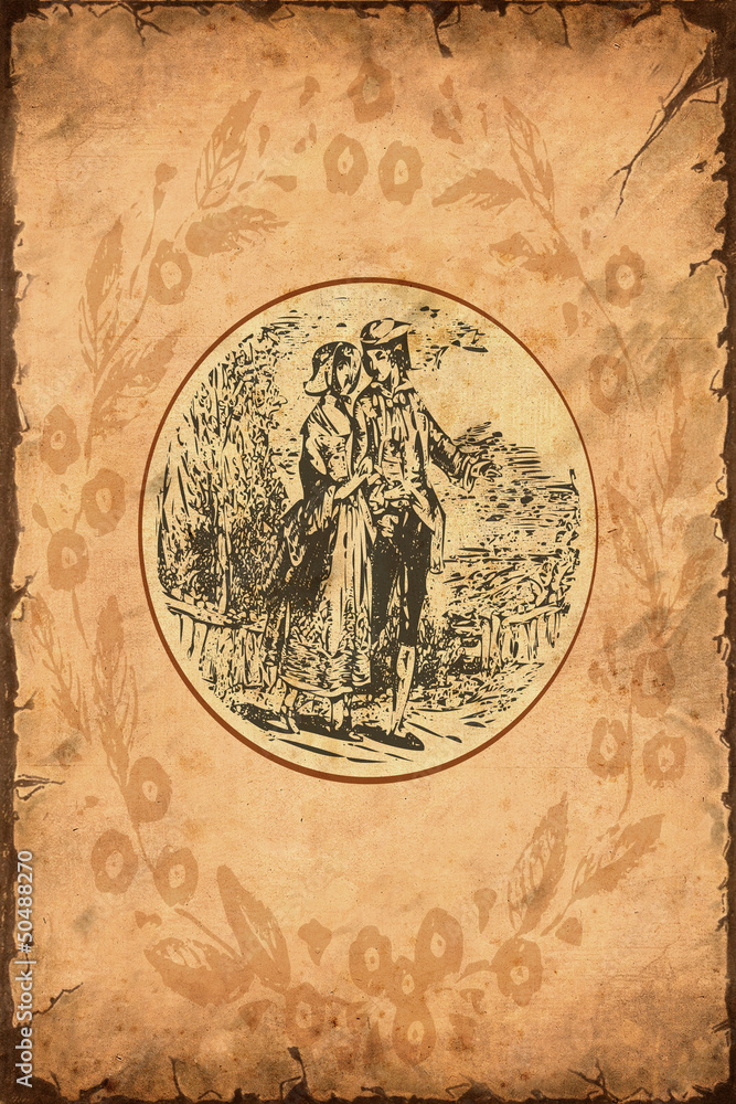 Fototapeta premium Retroplakat - Liebespaar