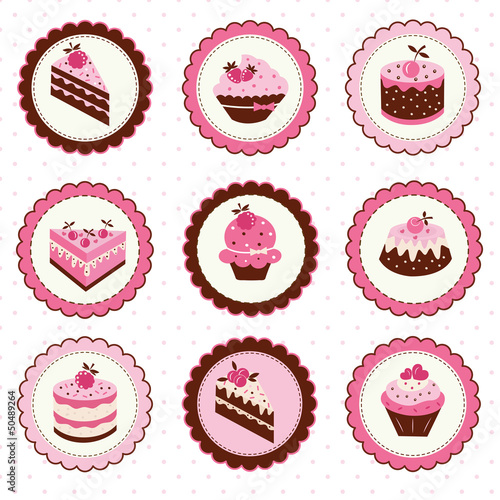 Set of cakes stickers