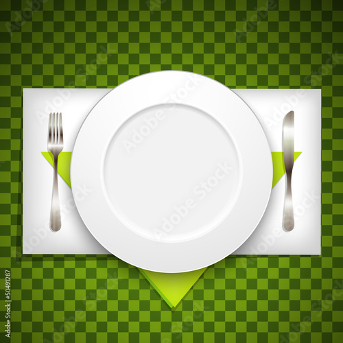 restaurant menu design with plate and silverware