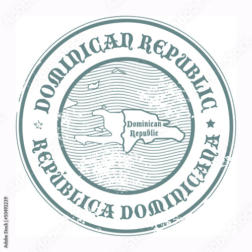 Stamp with the name and map of Dominican Republic, vecto