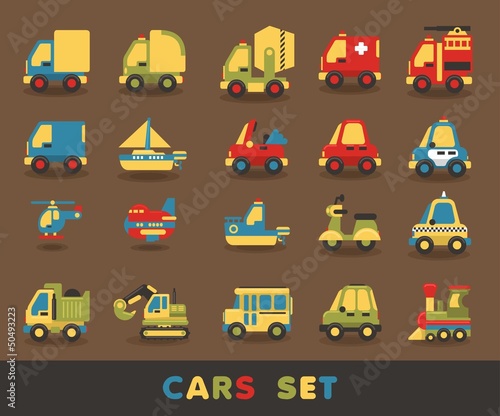 colorful car set, vector elements