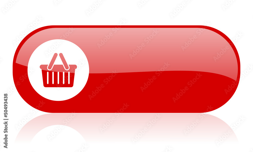 shopping cart red web glossy icon