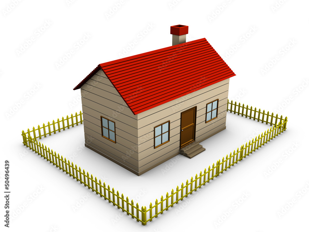 3D Home with Fence 3D Home with Fence