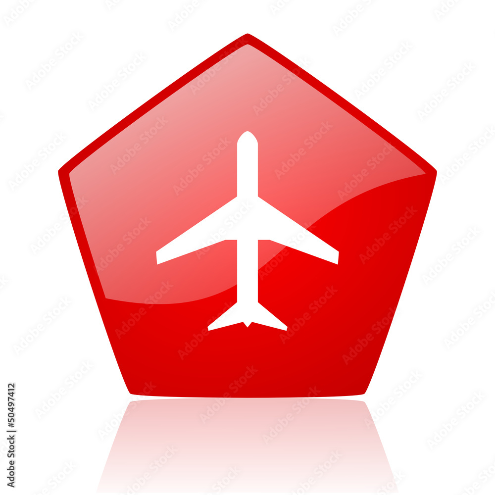 airplane red web glossy icon