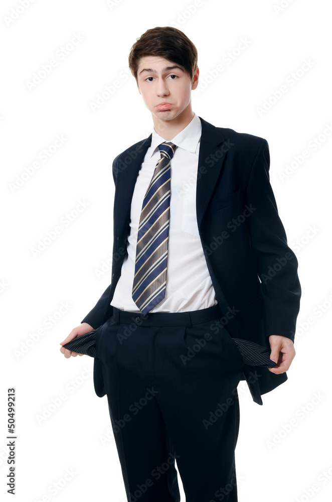 The businessman with empty pockets isolated The businessman with empty pockets isolated