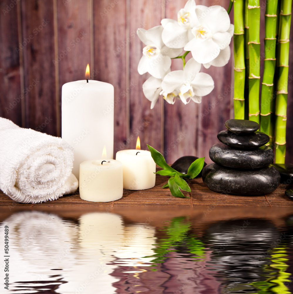 Spa still life with water reflection Spa still life with water reflection