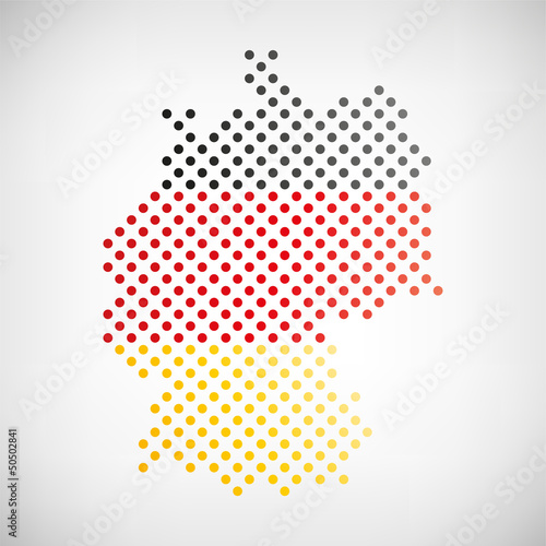 Deutschland Karte punktiert mit Nationalfarben