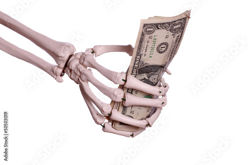 money in skeleton hand