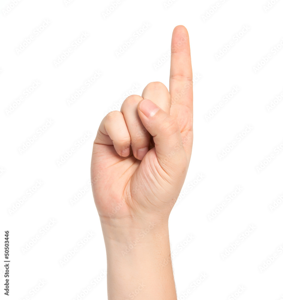 isolated male hand showing the number one isolated male hand showing the number one