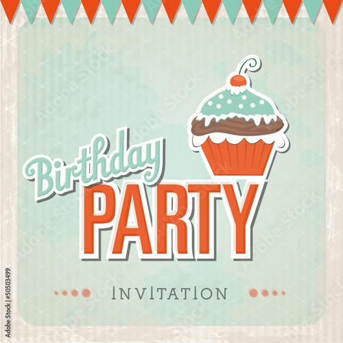 Birthday Party Card     Grunge Look