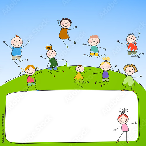 Vector Illustration of Small Kids