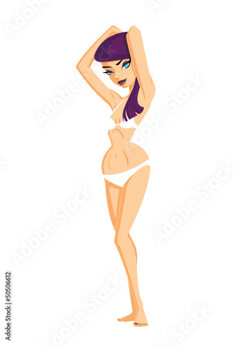 Vector Girl in a White Bikini