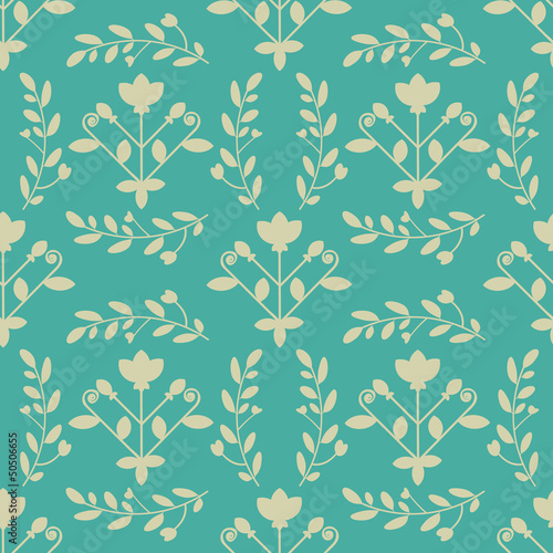 Seamless blue damask pattern