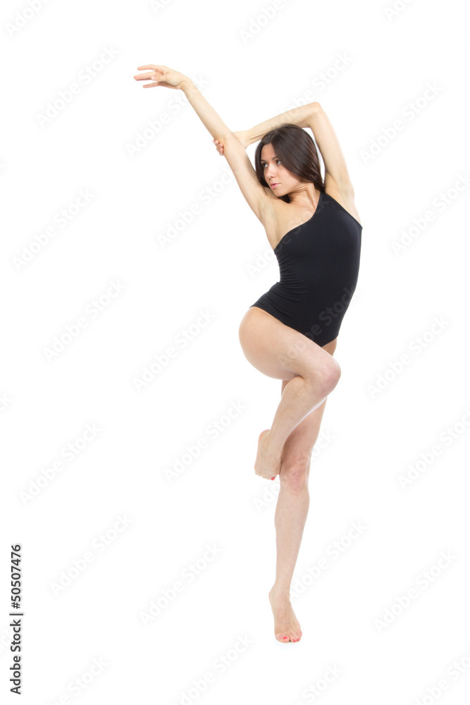 Pretty slim jazz modern contemporary style woman ballet dancer