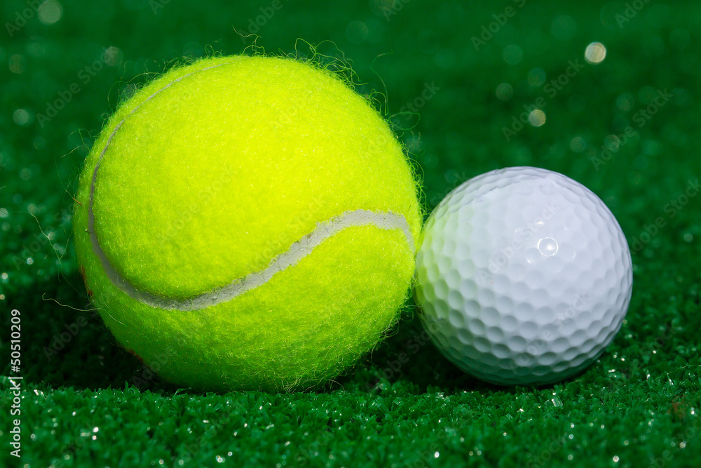 Tennis ball and golf ball