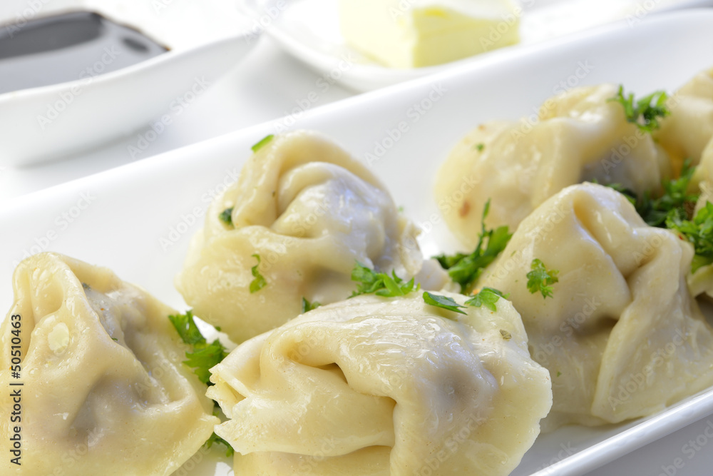 Boiled Ravioli with Meat Filling and Parsley Boiled Ravioli with Meat Filling and Parsley